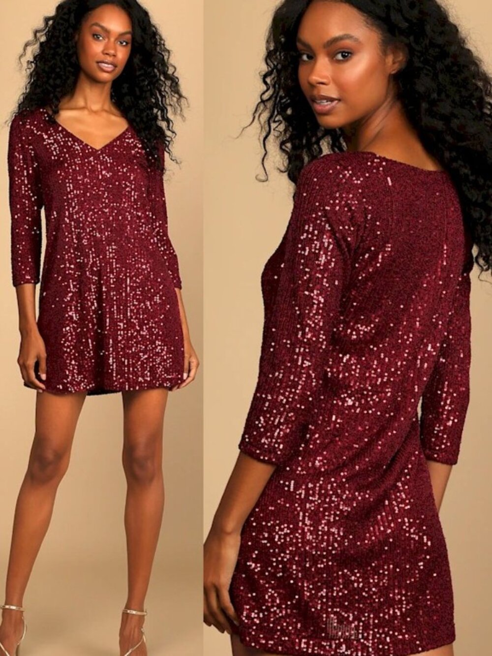 Lulus Sequin All Nighter Burgundy Sequin Mini Dress Size XS New NWT